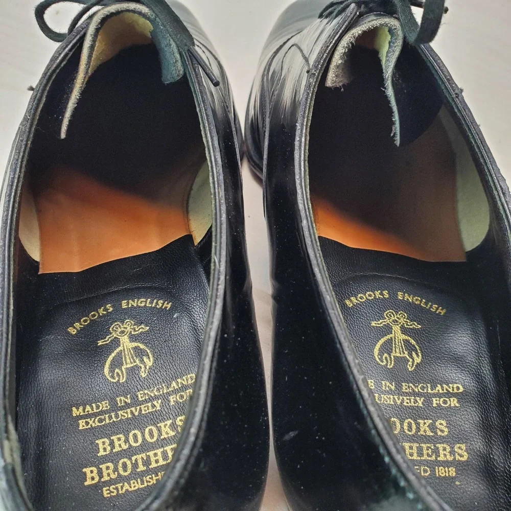 Brooks Brothers Brooks English‎ Mens Black Patent Leather Oxford Shoes 8 41 C